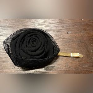black flower hair clip